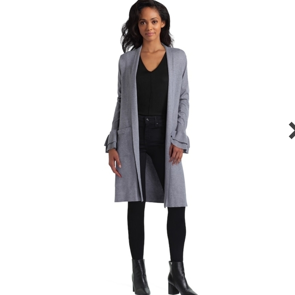 ISAAC Mizrahi Gray Duster Cardigan Size M - Picture 2 of 16